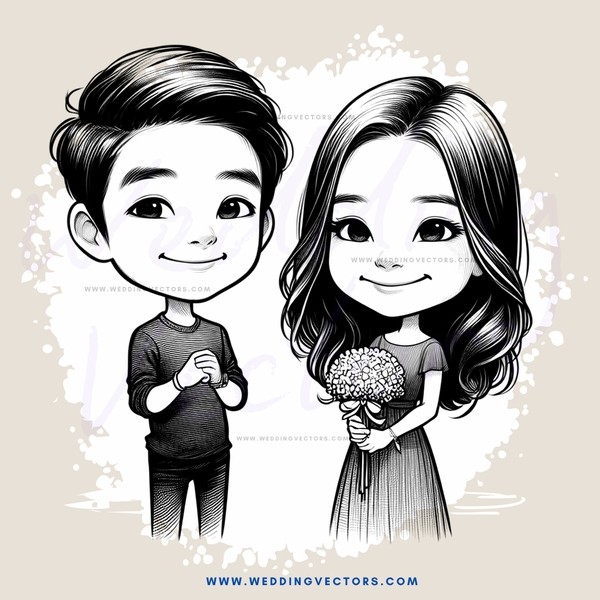 boy and girl with bouquets