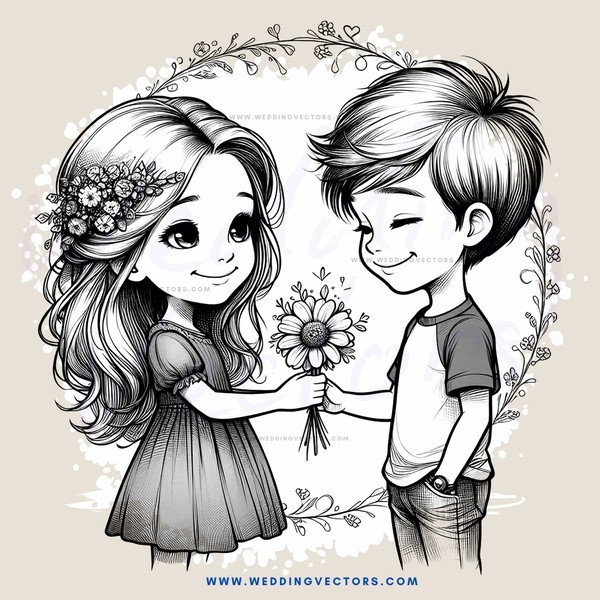 two young boys and girls holding hands together