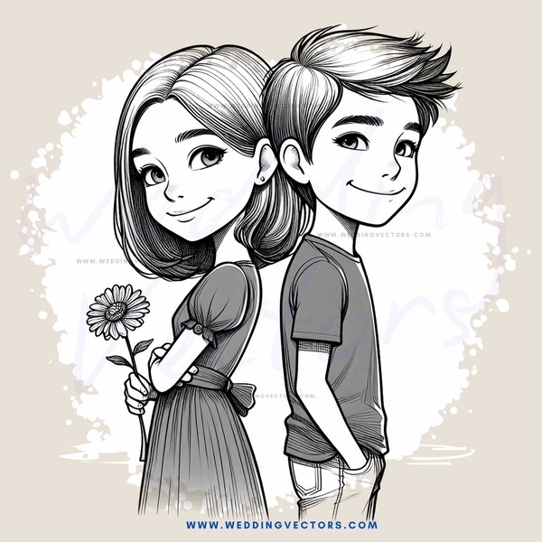 boy and girl with flowers and clothing
