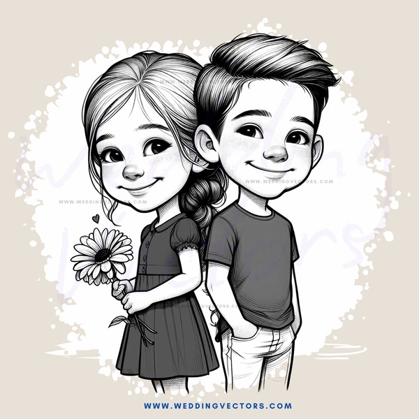 two kids with flower