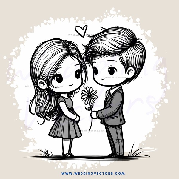 a boy and girl holding flowers
