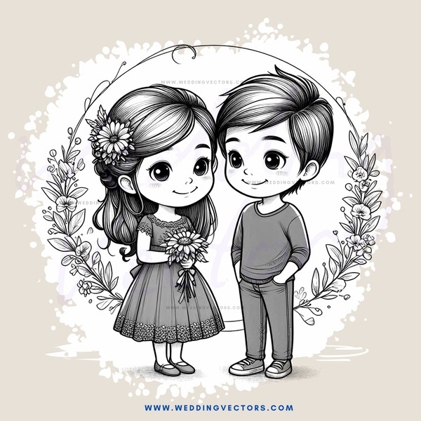 two children holding flowers