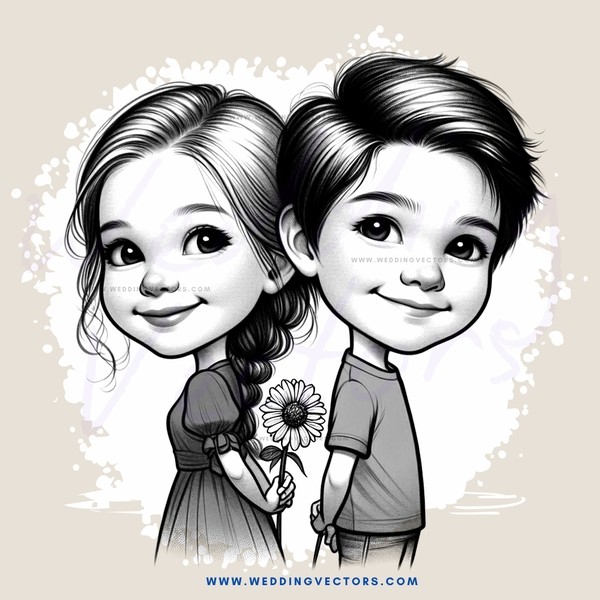 a boy and girl with flowers
