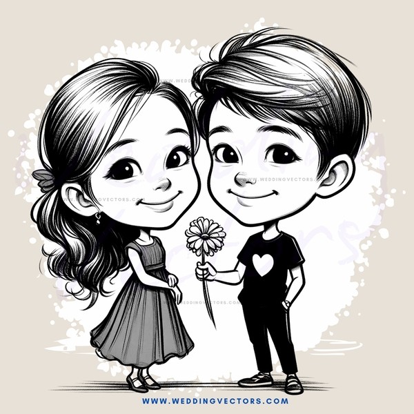 boy and girl with flowers