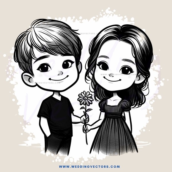boy and girl holding flower