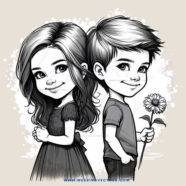 two children holding flower
