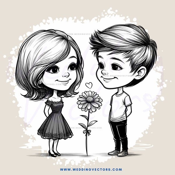 boy and girl with flower
