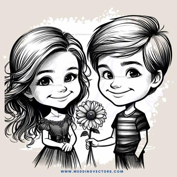 two kids holding flowers