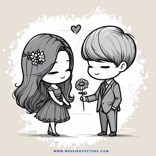 a boy and girl holding a flower together
