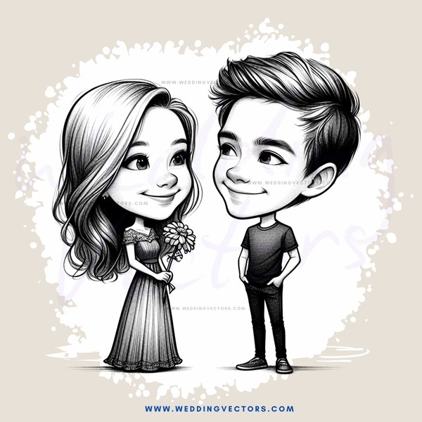 a boy and girl looking at each other