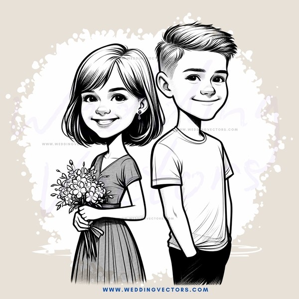 two kids holding flowers and smiling