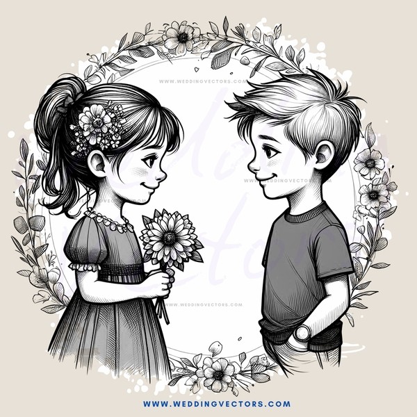 kids with flowers on head and arm