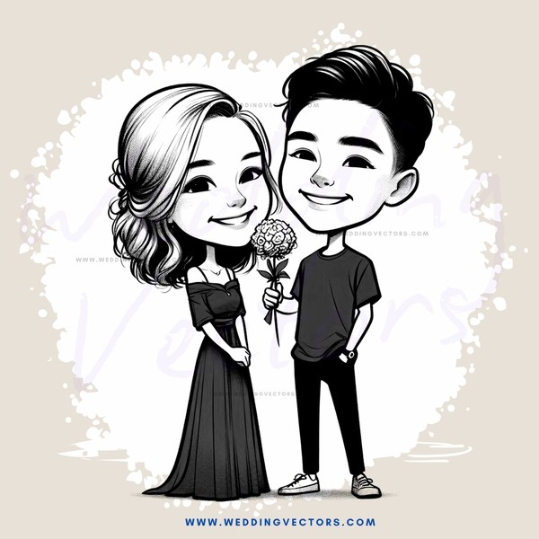 a boy and girl with flowers