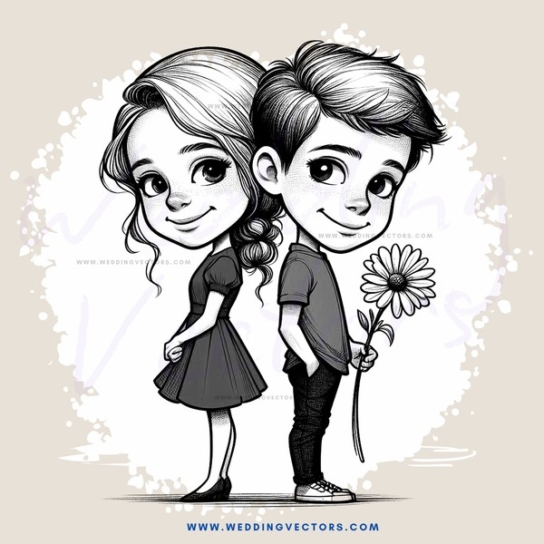 two kids holding a flower and standing together