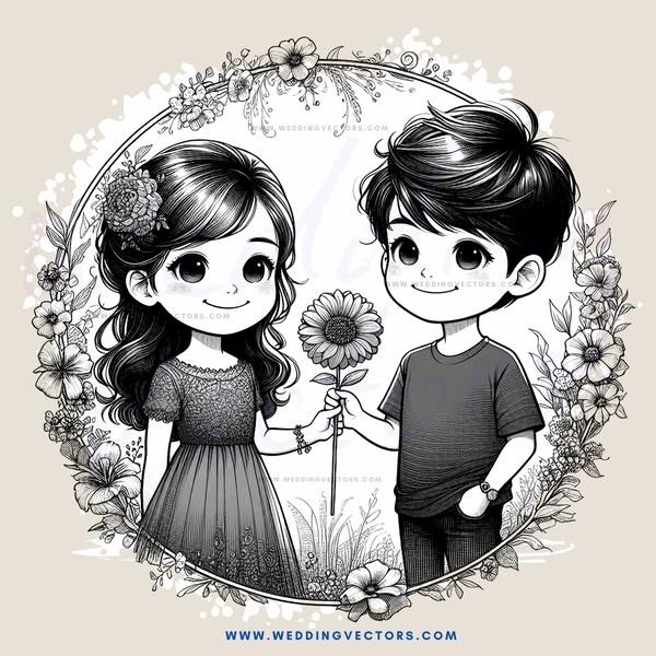 two boys holding flowers