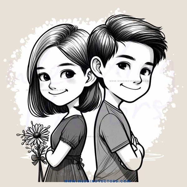 two children, one holding a flower