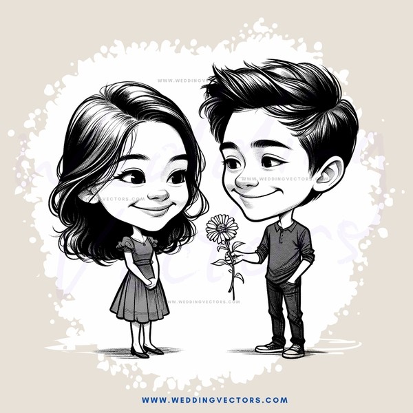 boy and girl with flowers