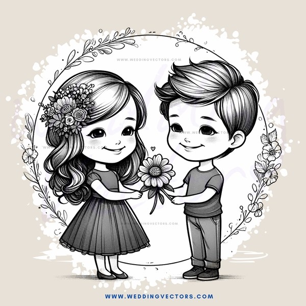 two kids holding flowers and smiling