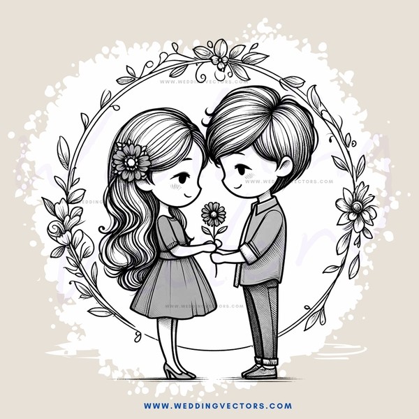 couple in flower ring