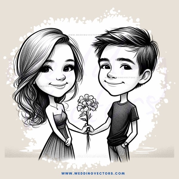 girl and boy holding flower