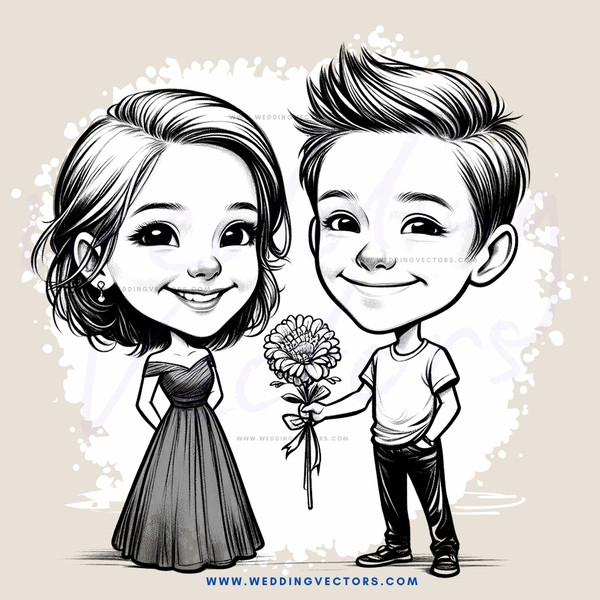 a boy and girl with flowers