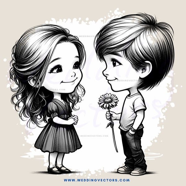 two children holding flowers