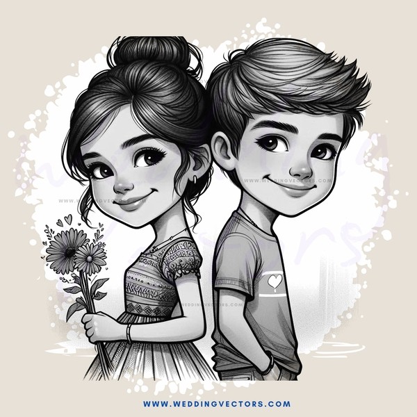 two kids with flowers