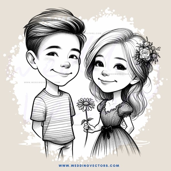 boy and girl holding flowers