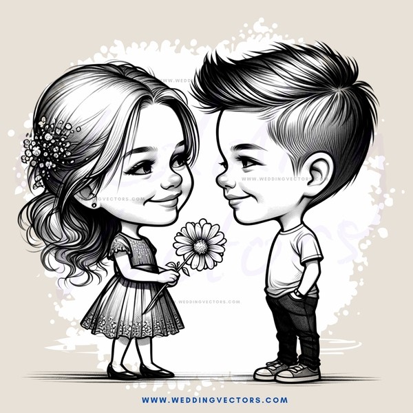 a boy and girl holding hands and smiling