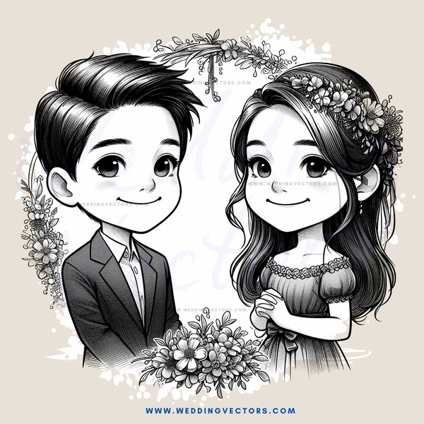 a couple's portrait with flowers
