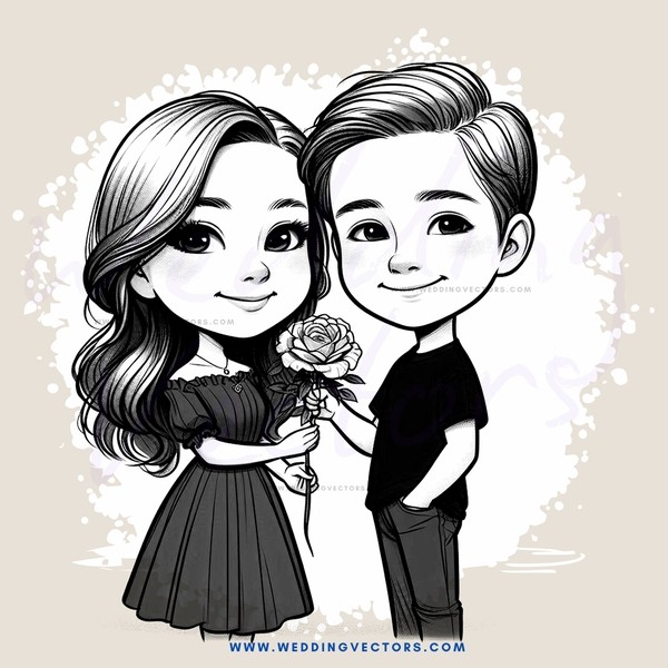 the boy and girl holding flower bouquets