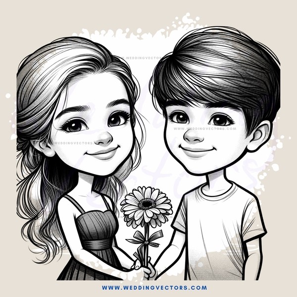 two children holding a flower