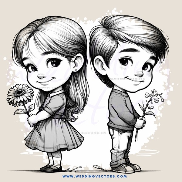 two children holding flowers