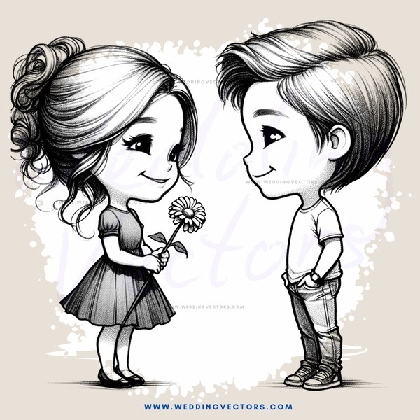 two children, a boy and a girl, looking at a flower