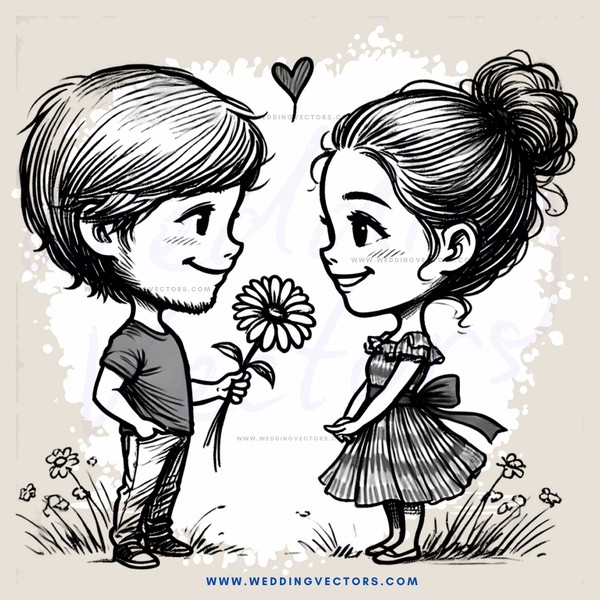 two people smiling with flowers