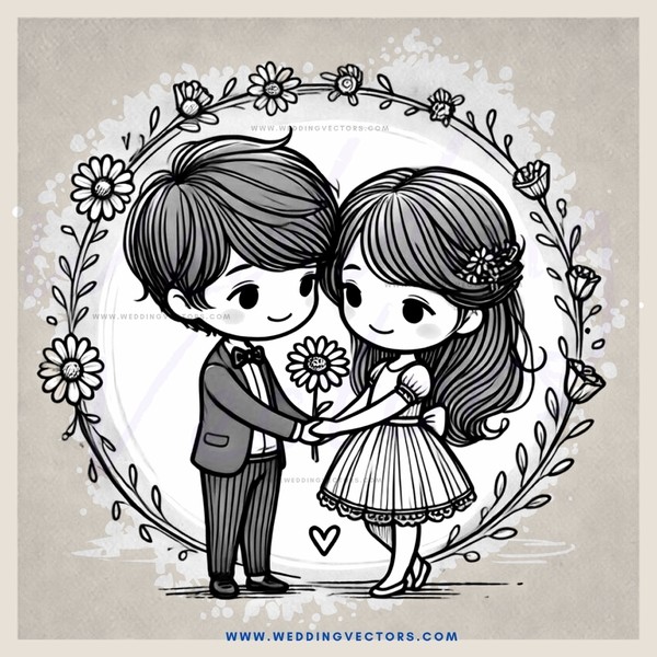 a loving couple in a floral frame