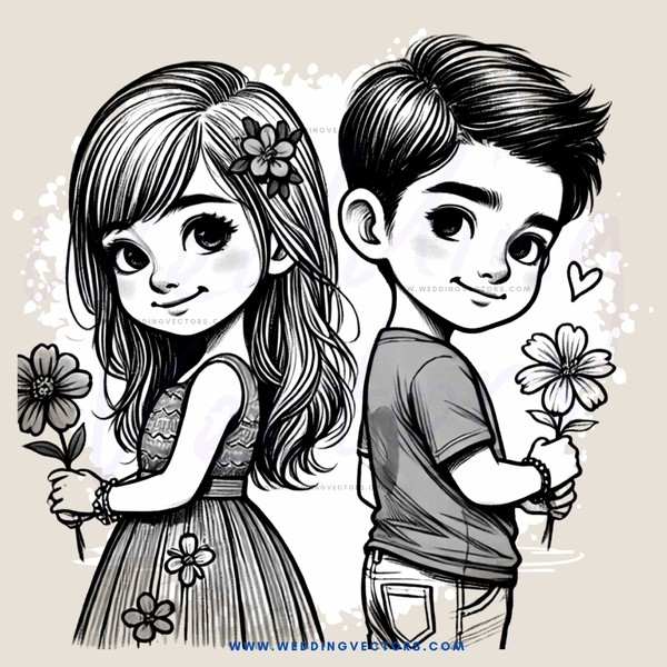 two children holding flowers