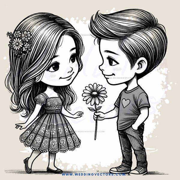 girl and boy with flower dresses on their hair