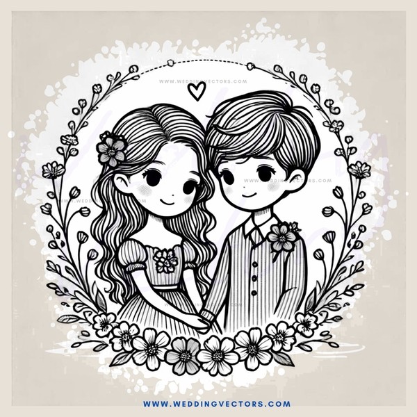 a boy and girl with hearts in their hair