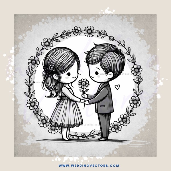 a couple in a garden with flowers