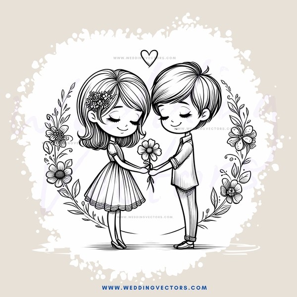 two children holding flowers and smiling