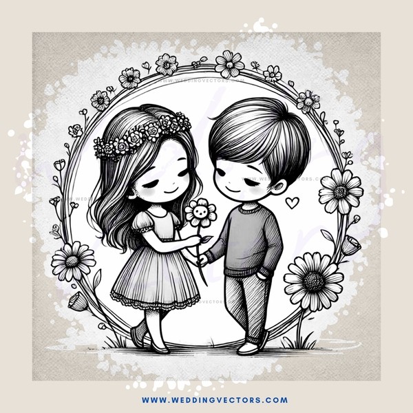 a couple holding flowers in an arch