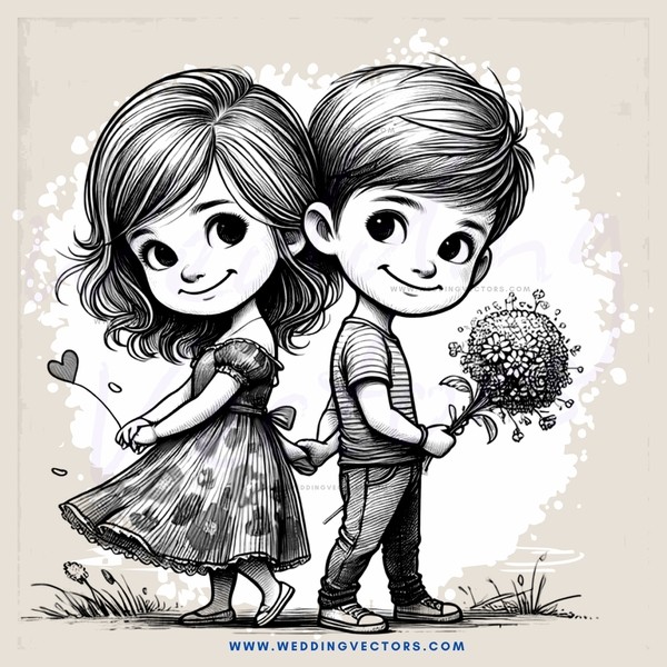 a couple with one holding flowers