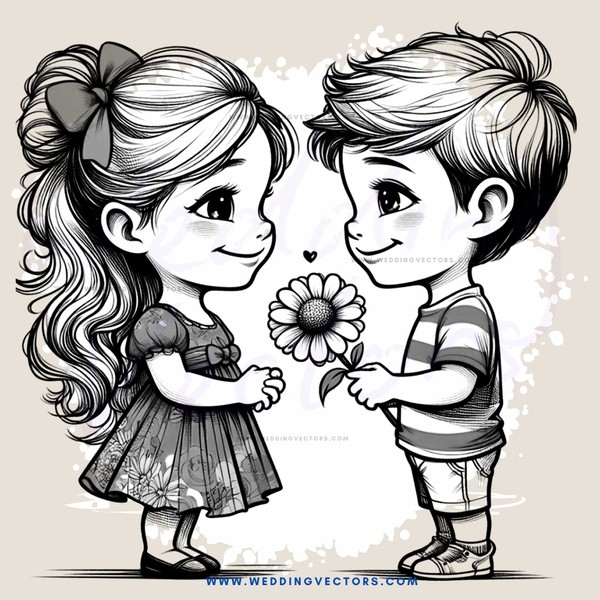 two children holding a flower
