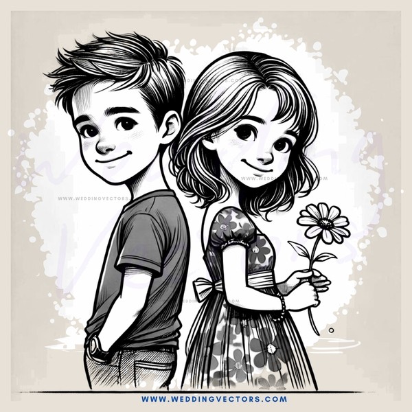 two kids, one has flower shirt on