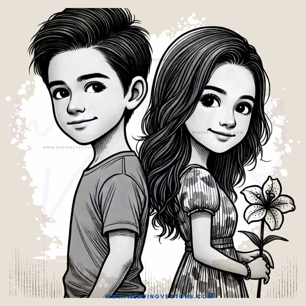 a young couple holding flowers
