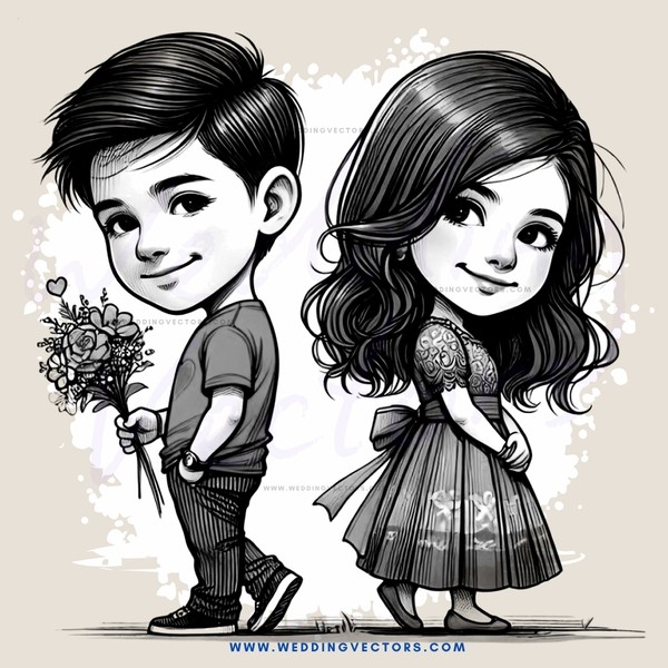 a boy and girl with flowers