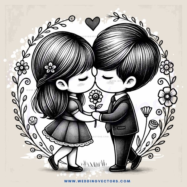 couple kissing, side by side