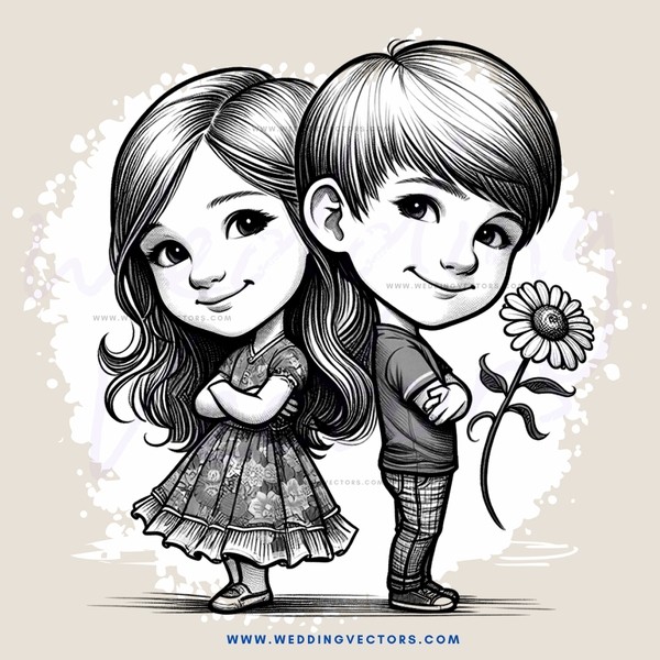 two children smiling with a flower between them