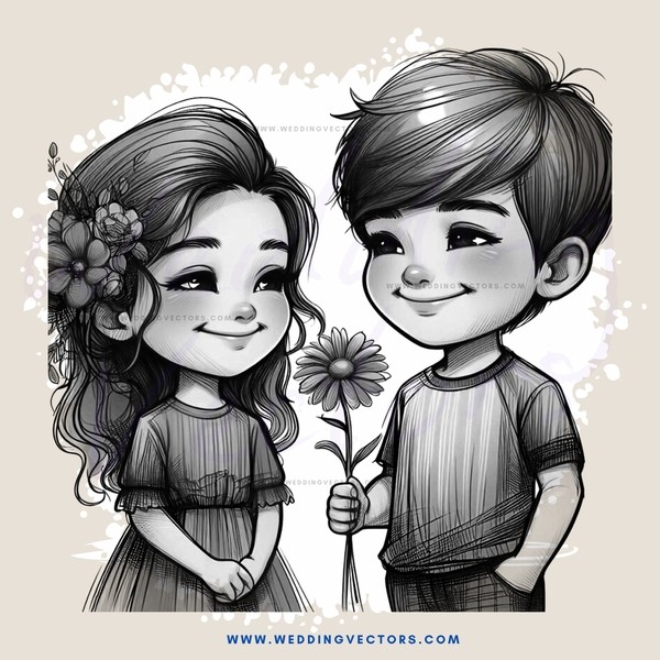 two children with flowers